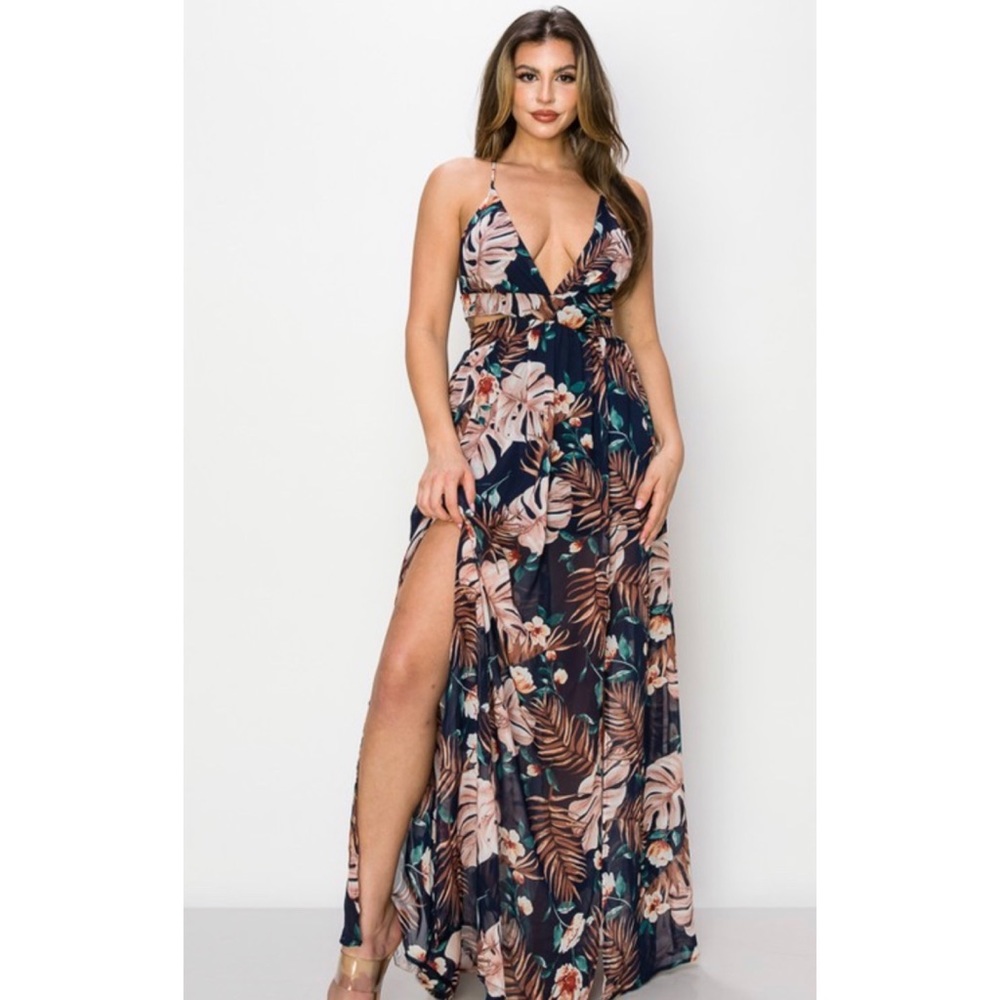 Maxi feather dress